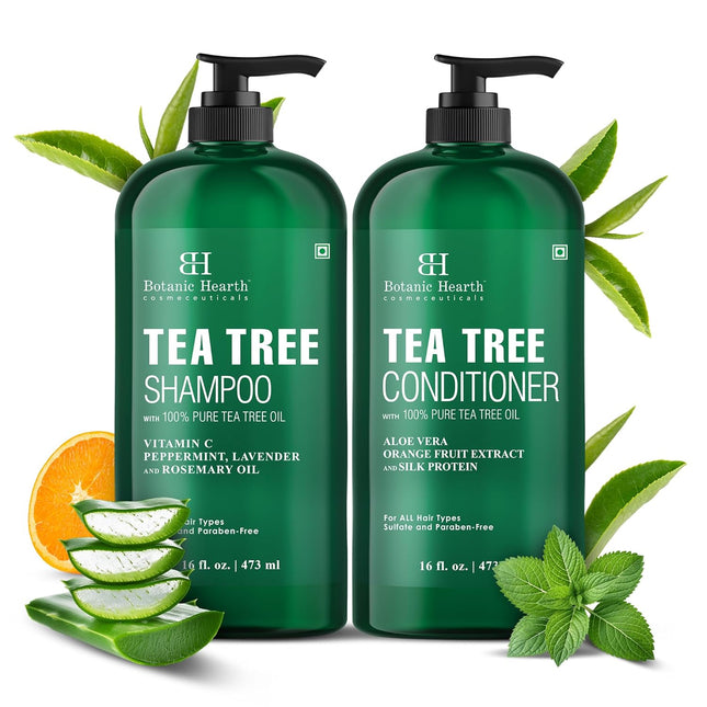 Botanic Hearth Tea Tree Shampoo and Conditioner Set Sulfate Free 16 fl oz