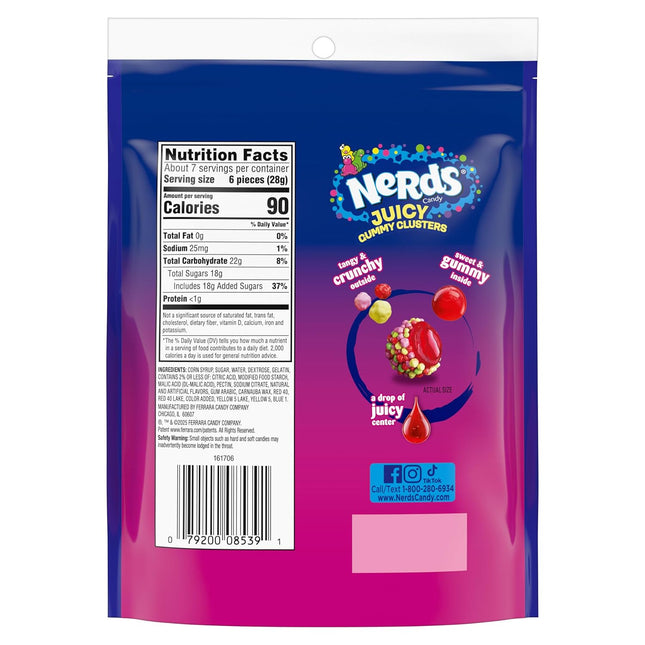 NERDS Juicy Gummy Clusters Strawberry Punch Candy 7.2 oz Bag