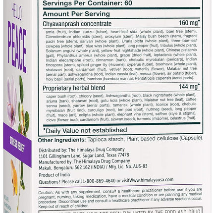 Himalaya Hello Peace Herbal Stress Support Supplement 60 Vegan Capsules
