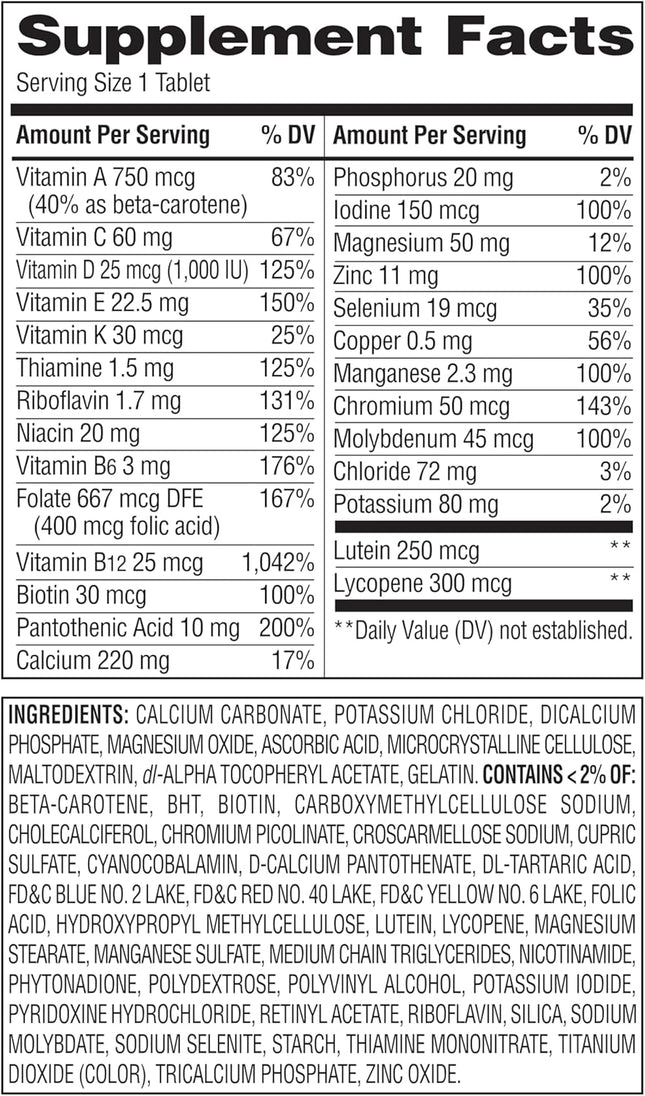 Equate Mature Adult 50+ Multivitamin Tablets- pack of 2