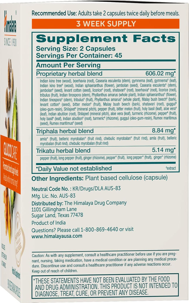 Himalaya GlucoCare Herbal Glucose Support Supplement 90 Vegan Capsules
