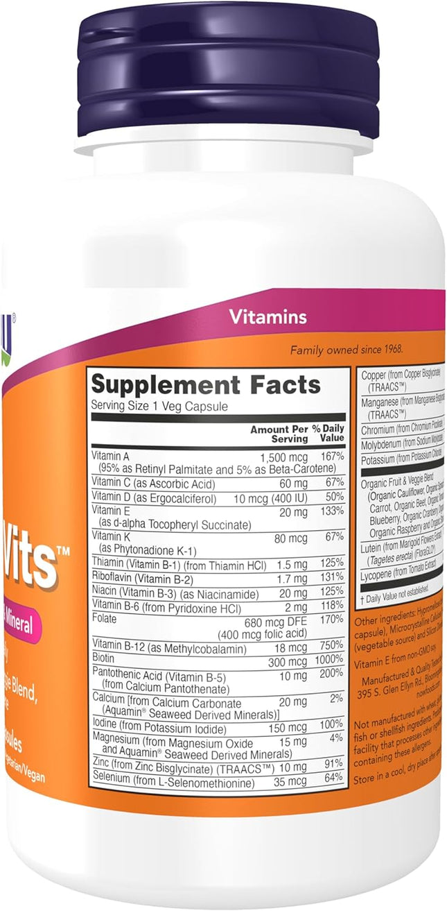 NOW Foods Daily Vits Multivitamin Capsules- 120 Count