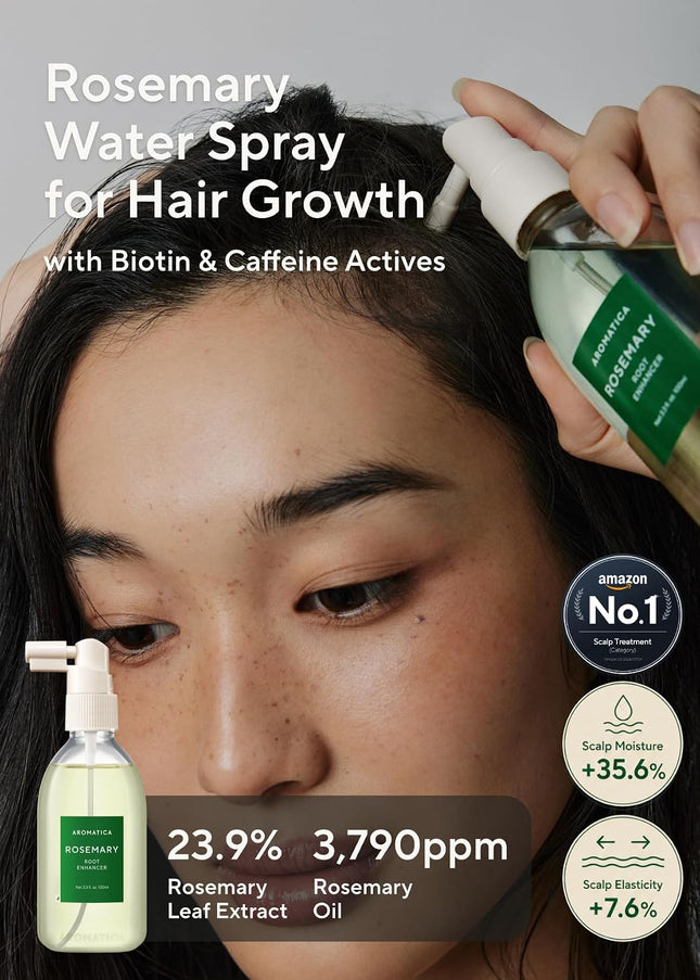 AROMATICA Root Enhancer Rosemary Water Hair Spray with Rosemary, Caffeine & Biotin