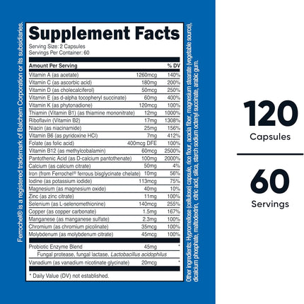 Nutricost Multivitamin with Probiotics 120 Vegetarian Capsules