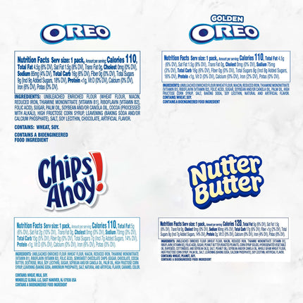 Oreo Chips Ahoy Nutter Butter Cookie Variety Pack Snack Packs 56 Count