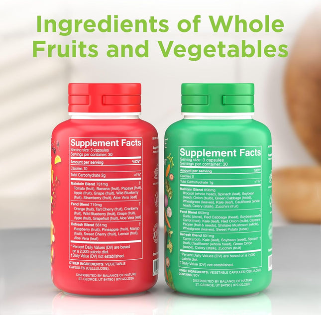Balance of Nature Fruits & Veggies Capsules 90 Fruit 90 Veggie Set