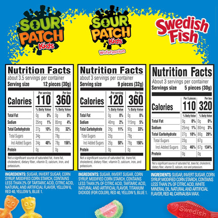 SOUR PATCH KIDS & SWEDISH FISH Soft & Chewy Candy Variety Pack 15 Boxes