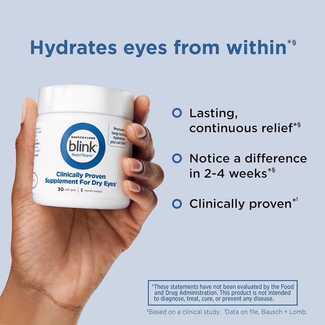 Blink NutriTears Dry Eye Supplement with Omega & Vitamins 30 Softgels