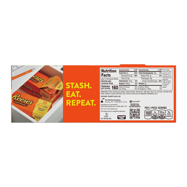 Reese’s Milk Chocolate Peanut Butter Cups Snack Size Candy 13.75 oz 25 Count