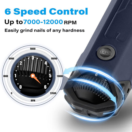 Casfuy 6-Speed Dog Nail Grinder – Rechargeable Electric Pet Nail Trimmer for Small, Medium & Large Dogs