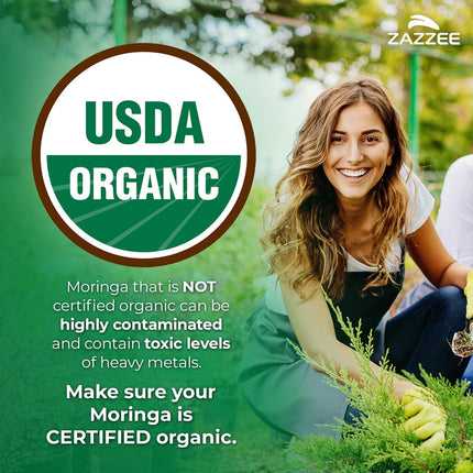 Zazzee Organic Moringa 20:1 Extract (180 Capsules)