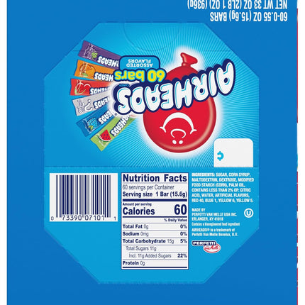 Airheads Full-Size Taffy Candy Variety Pack 60 Count Box