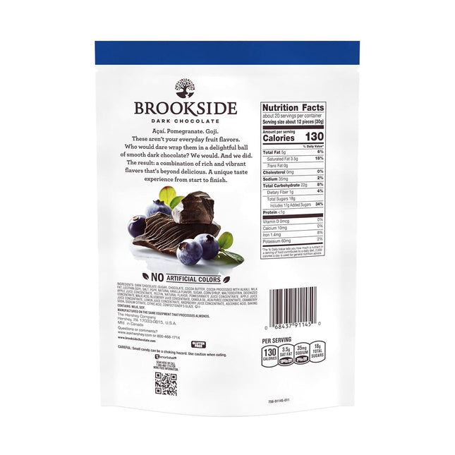 Brookside Dark Chocolate Acai & Blueberry Flavored Snacking Chocolate – Fruit Centers, 21 oz Bag