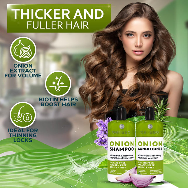 Onion Shampoo and Conditioner Set with Rosemary and Biotin Sulfate Free