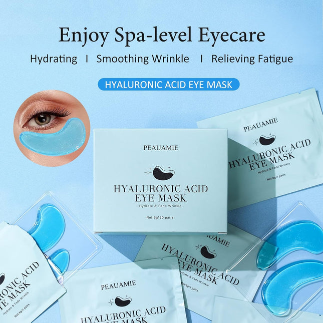 PEAUAMIE Hyaluronic Acid Under Eye Patches for Dark Circles 30 Pairs