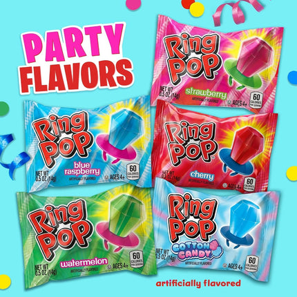 Ring Pop Individually Wrapped Assorted Fruit Flavored Lollipops 10 Count Variety Pack