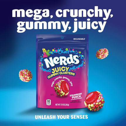 NERDS Juicy Gummy Clusters Strawberry Punch Candy 7.2 oz Bag