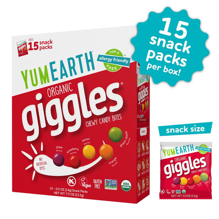 YumEarth Organic Giggles Fruit Flavored Chewy Candy 0.5 oz 15 Pack