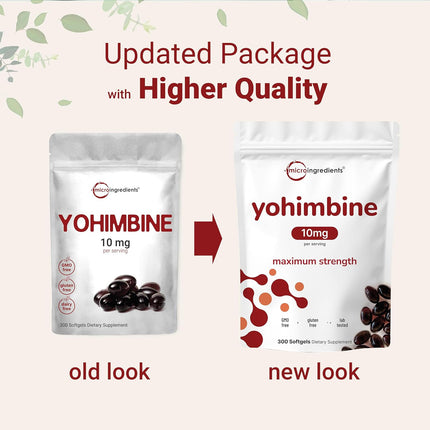 Yohimbine HCL 10 mg Softgels – Double Strength Supplement with Sunflower Seed Oil, 300 Count