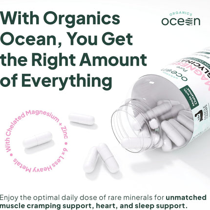 Organics Ocean Magnesium Glycinate with Zinc Capsules 90 Count