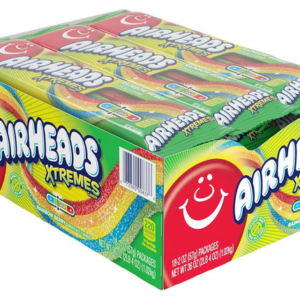 Airheads Xtremes Belts Rainbow Berry Chewy Candy 2 oz 18 Pack
