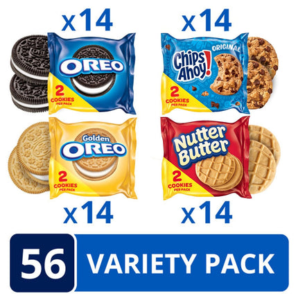 Oreo Chips Ahoy Nutter Butter Cookie Variety Pack Snack Packs 56 Count