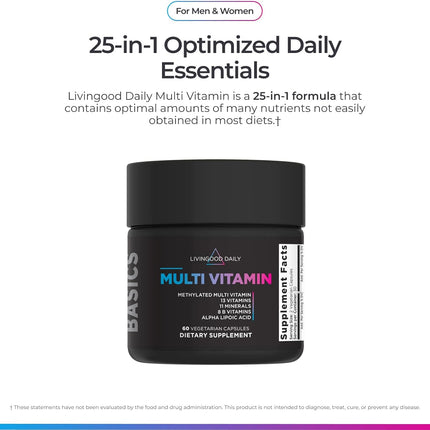 Livingood Daily Methylated Multivitamin with B Vitamins & Minerals 60 Capsules