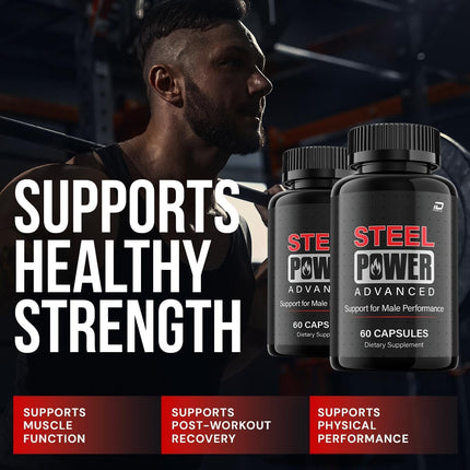 Steel Power Capsules for Men Daily Supplement 3 Pack 180 Capsules