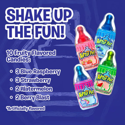 Baby Bottle Pop Candy Lollipops with Powdered Dip Assorted Flavors 10 Count Variety Pack