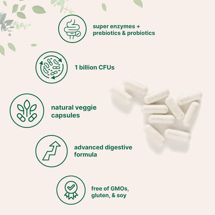 Super Enzymes with Prebiotics & Probiotics Veggie Capsules 240 Count