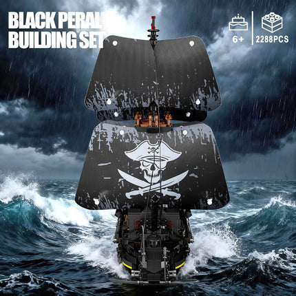 Pirate Ship Building Set with Lights – MOC Black Pearl Blocks for Adults & Teens, Collectible Display, 2288 Pieces, Gift Idea