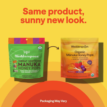 Wedderspoon Organic Manuka Honey Lollipops Variety Pack with Vitamin C 24 Count