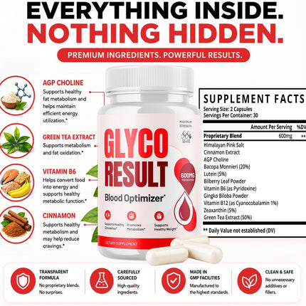 MJO Glyco Result Supplement Capsules with Natural Ingredients & Multivitamins 60 Capsules