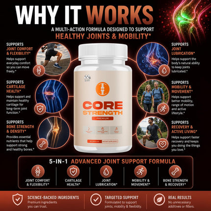 Core Strength Supplement Capsules with Natural Ingredients & Multivitamins 60 Capsules