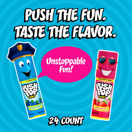 Push Pop Assorted Fruit Flavored Candy Lollipops 24 Count Variety Pack