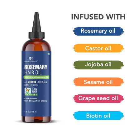 Botanic Hearth Rosemary Hair Oil with Biotin, Castor & Jojoba 4 fl oz