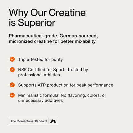 Momentous Creatine Monohydrate Powder - 90 Servings