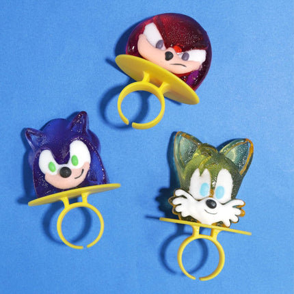 Sonic the Hedgehog Lollipop Rings Strawberry, Orange & Blue Raspberry Flavored Candy 18 Count