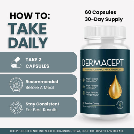 Valdivia Dermacept Supplement Capsules with Natural Vitamins 120 Capsules (2 Pack)