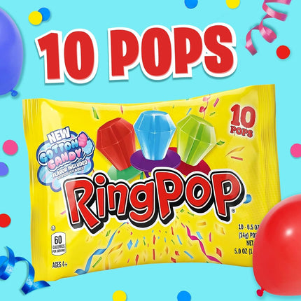 Ring Pop Individually Wrapped Assorted Fruit Flavored Lollipops 10 Count Variety Pack