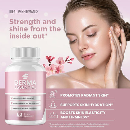 Derma Essential Supplement Capsules with Natural Ingredients 180 Capsules (3 Pack)