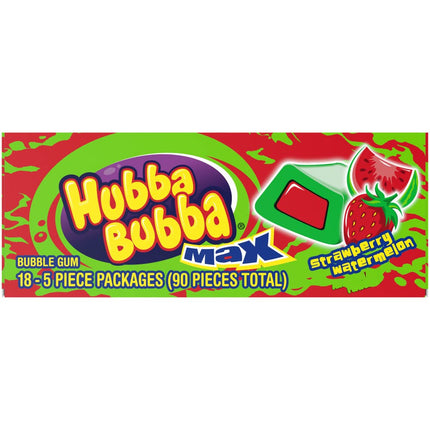 Hubba Bubba Max Strawberry Watermelon Bubble Gum 18 Packs 5 Pieces Each
