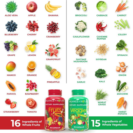 Balance of Nature Fruits & Veggies Capsules 90 Fruit 90 Veggie Set