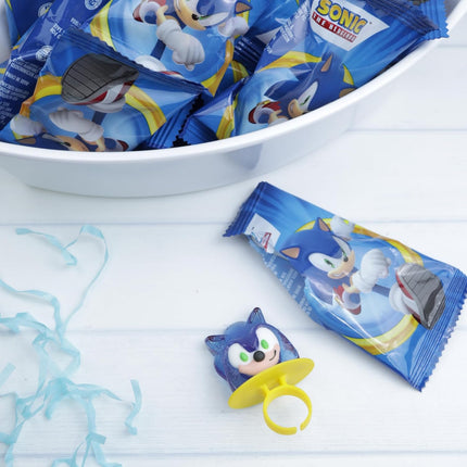 Sonic the Hedgehog Lollipop Rings Strawberry, Orange & Blue Raspberry Flavored Candy 18 Count