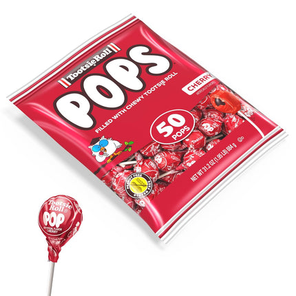Tootsie Pops Cherry Flavored Lollipops with Chocolatey Center 50 Count 1.95 lb