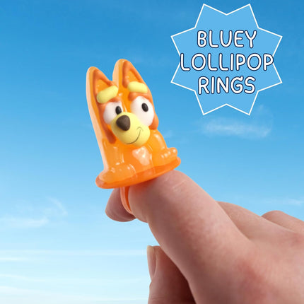 Bluey Lollipop Rings Orange & Blue Raspberry Flavored Candy 18 Count