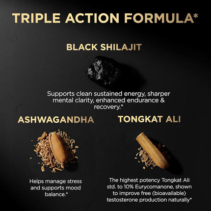 Black Shilajit Capsules with Ashwagandha Tongkat Ali Fulvic Acid 103800 mg 60% Fulvic Acid