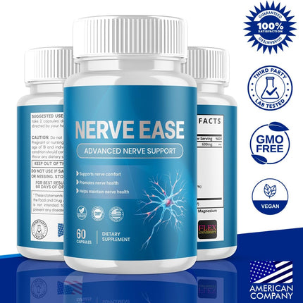 Nerve Ease Supplement Capsules with Natural Ingredients 120 Capsules (2 Pack)