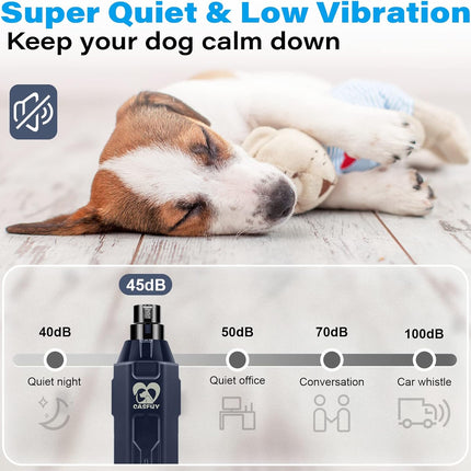 Casfuy 6-Speed Dog Nail Grinder – Rechargeable Electric Pet Nail Trimmer for Small, Medium & Large Dogs