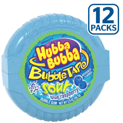 Hubba Bubba Blue Raspberry Bubble Gum Tape 2 oz 12 Pack